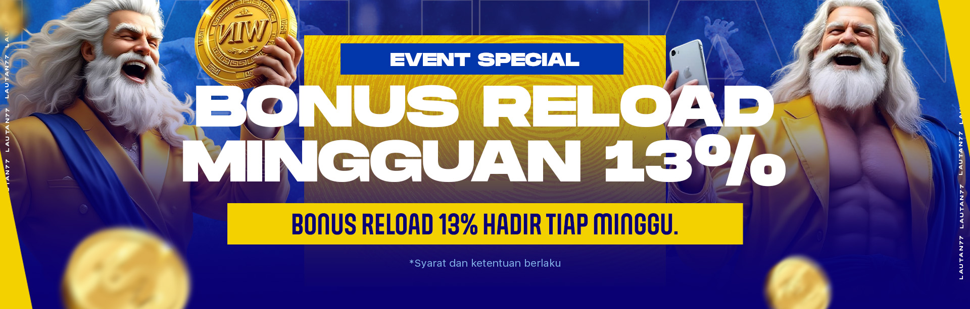 BONUS RELOAD MINGGUAN UP TO 13%