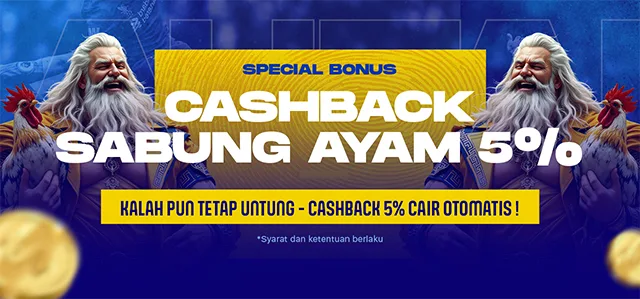 CASHBACK SABUNG AYAM 5%